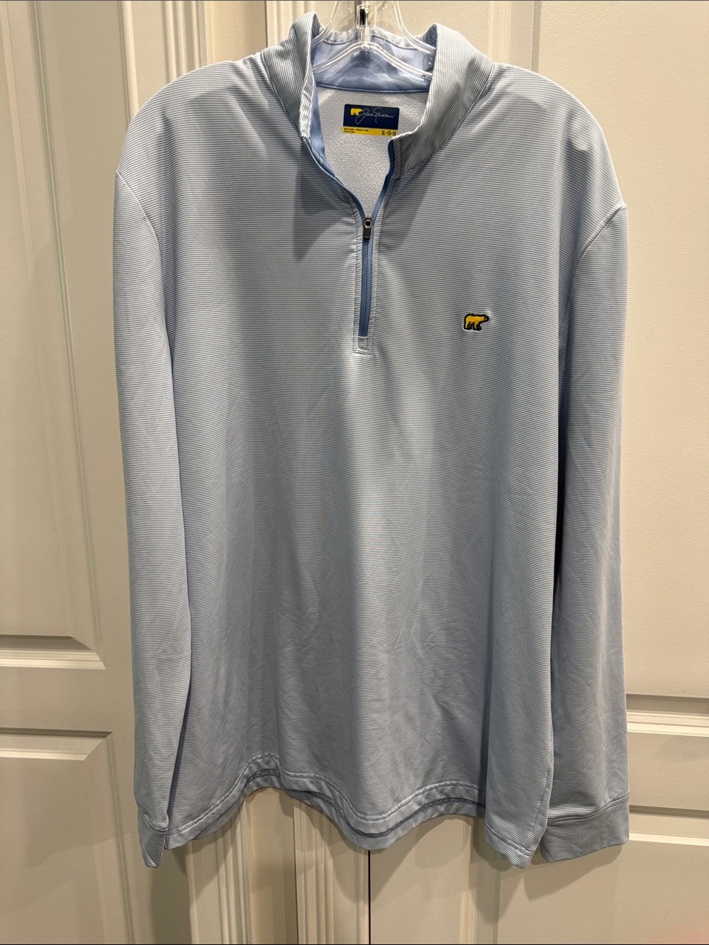 Men's Light Blue & White Stripe Quarter-Zip Pullover